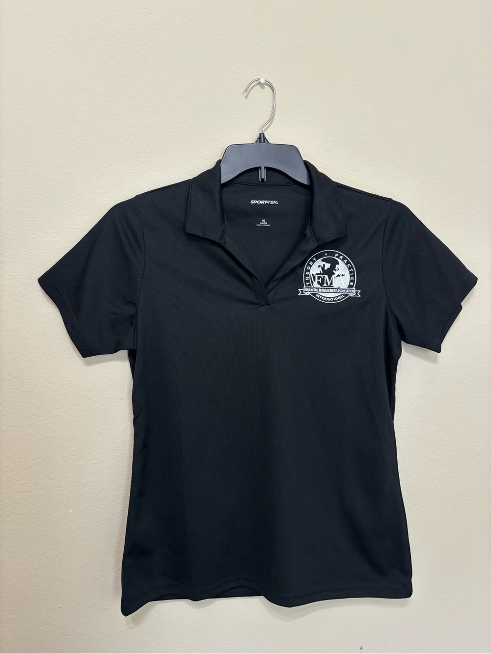 Sport-Tek Women's Black Short-Sleeve Polo with White FMA Crest